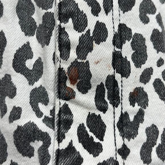 & Denim Leopard Print Denim Mini Skirt White and Black Size 2 - Picture 5 of 5